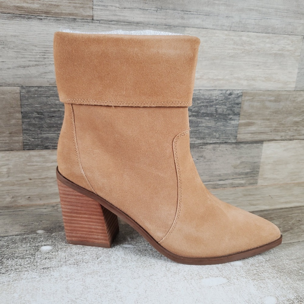 Blondo Sinner Womens Ankle Boot Sz 9 Tortilla Suede Waterproof Side Zipper